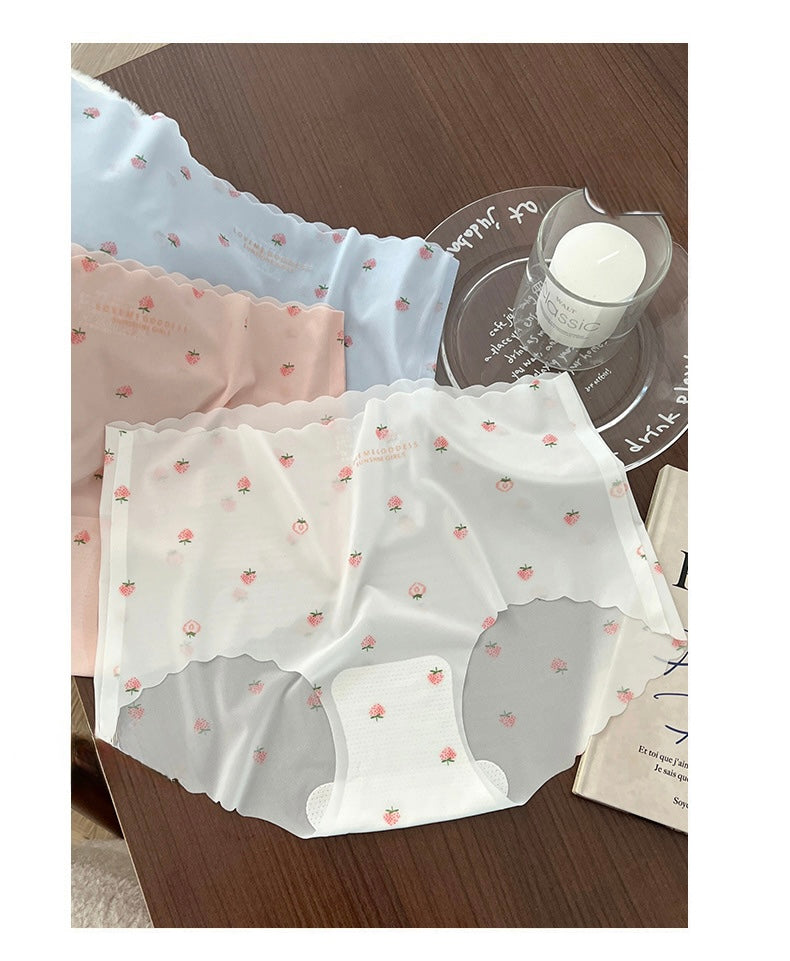 Cloud Ice Silk Strawberry Panties